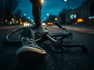 Kierowca ciężarówki korzystający z nowoczesnej nawigacji GPS w kabinie pojazdu podczas zachodu słońca.